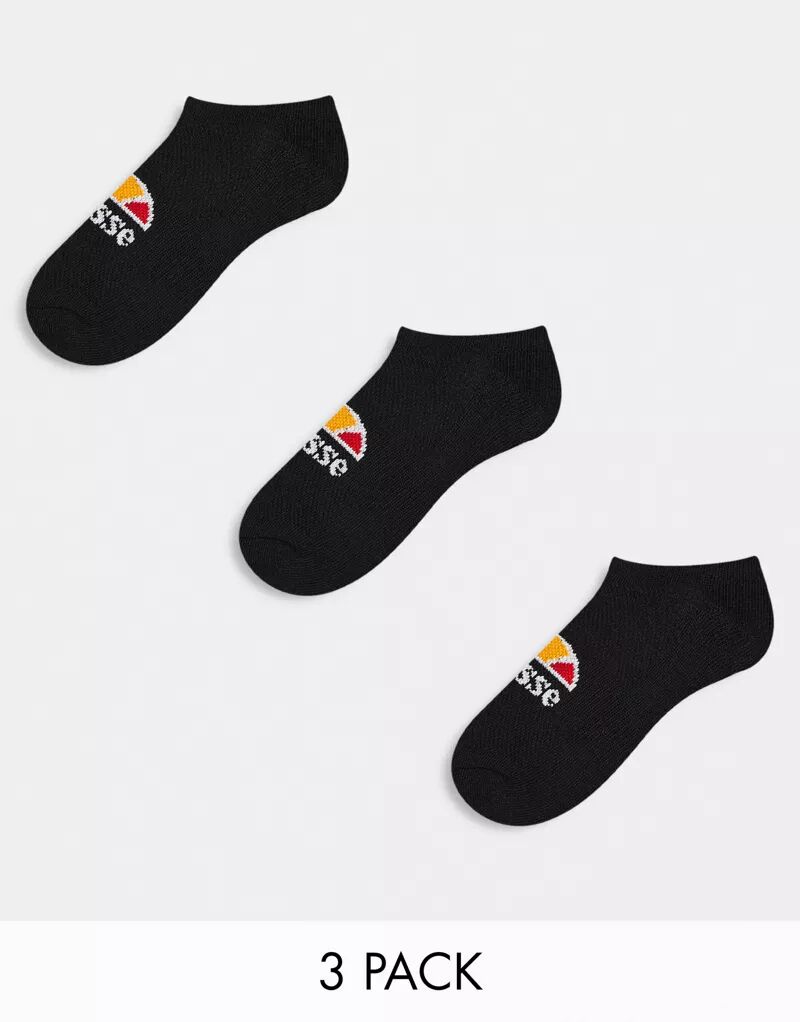 Комплект из трех черных носков до щиколотки ellesse