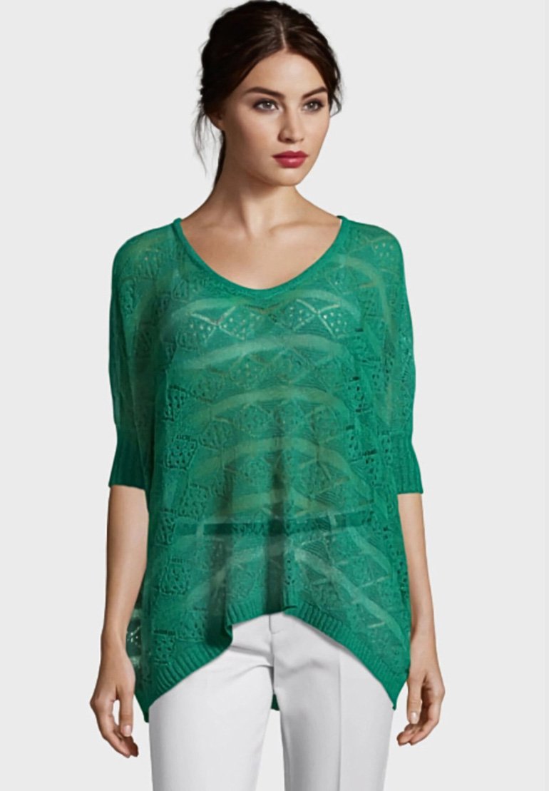 Вязаный свитер AMPLIO CALADO LOVE & MONEY, зеленый