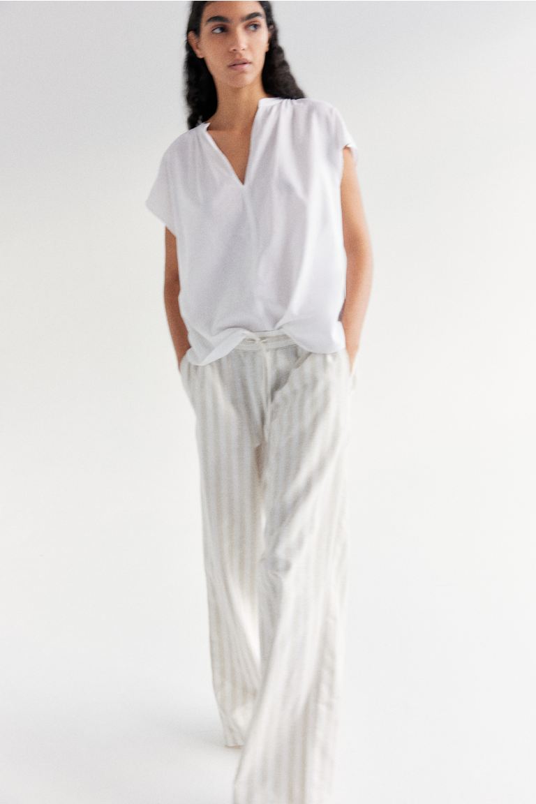 Блузка с короткими рукавами H&M, белый