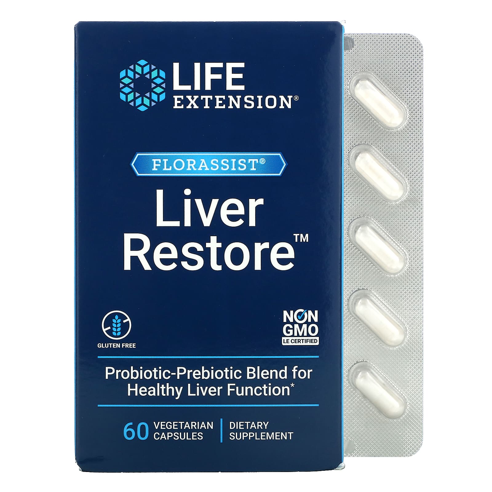 

FLORASSIST Liver Restore, добавка для здоровья печени, 60 вегетарианских капсул, Life Extension