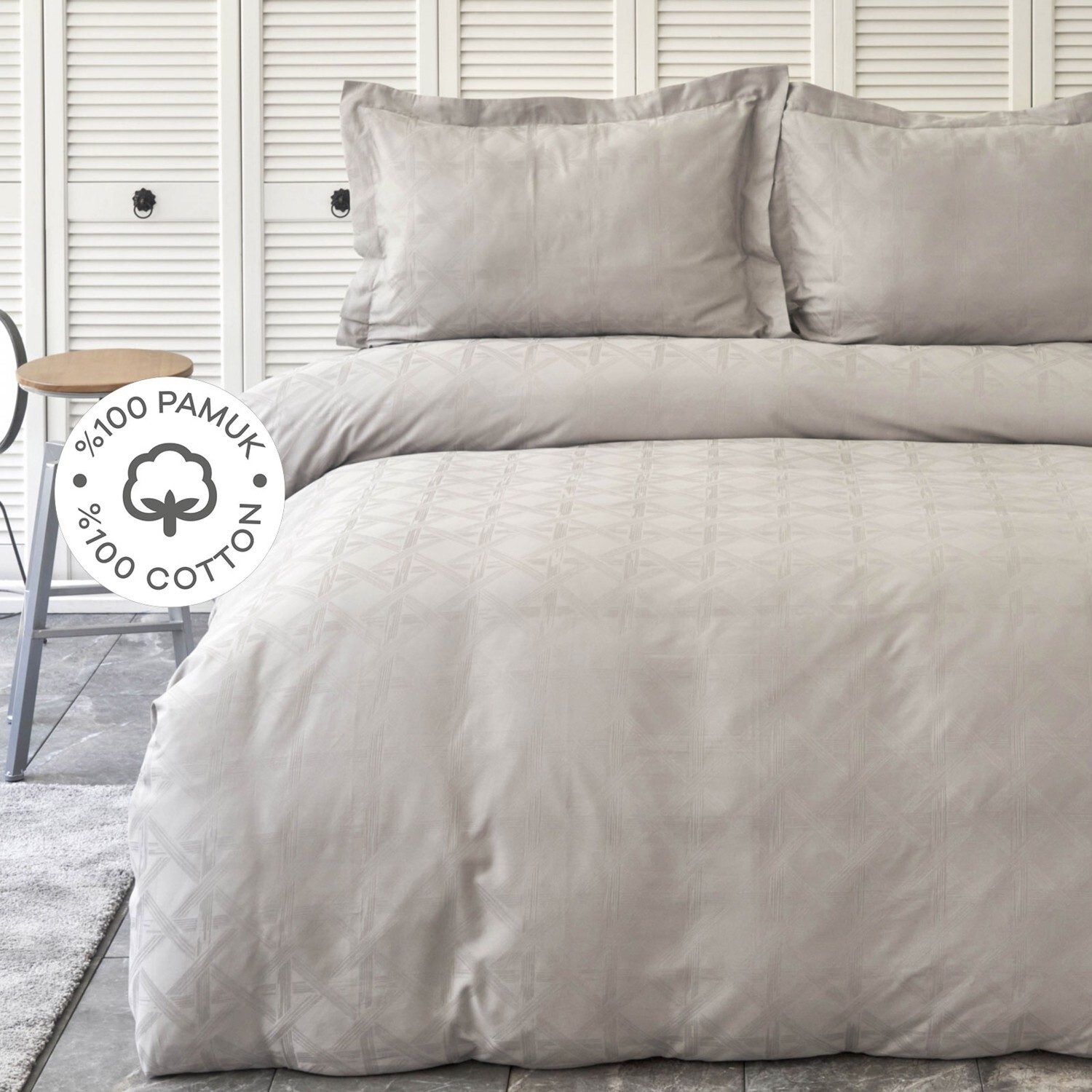 

Karaca Home White Colletion Серый Комплект постельного белья из 100% хлопка Santino