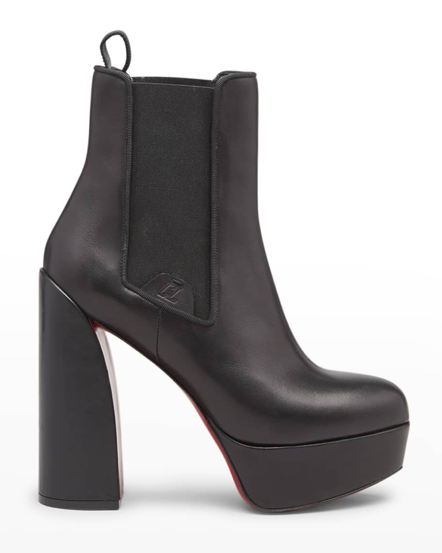 

Кожаные ботильоны на платформе с красной подошвой челси Christian Louboutin