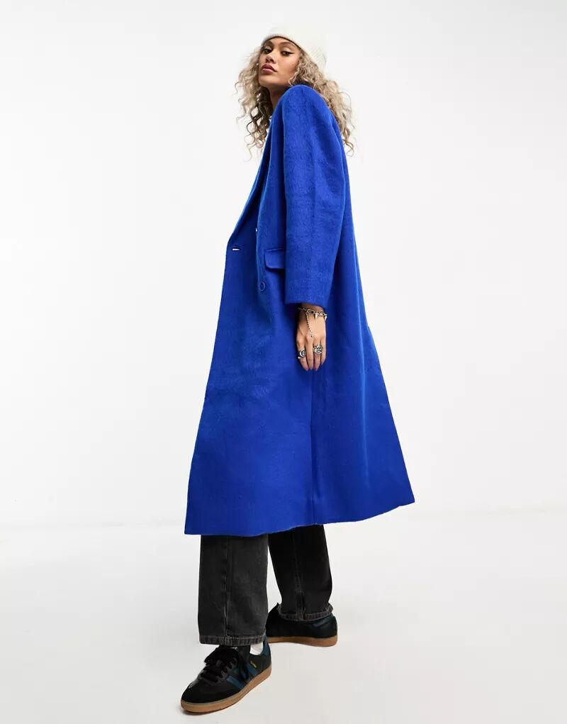 Синее пальто из смесовой шерсти Weekday Alex темно синее объемное пальто из смесовой шерсти asos