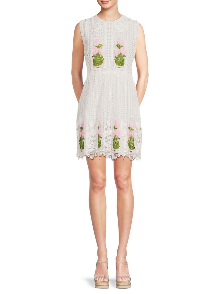 

Кружевное мини-платье с вышивкой Giambattista Valli, цвет White Rose