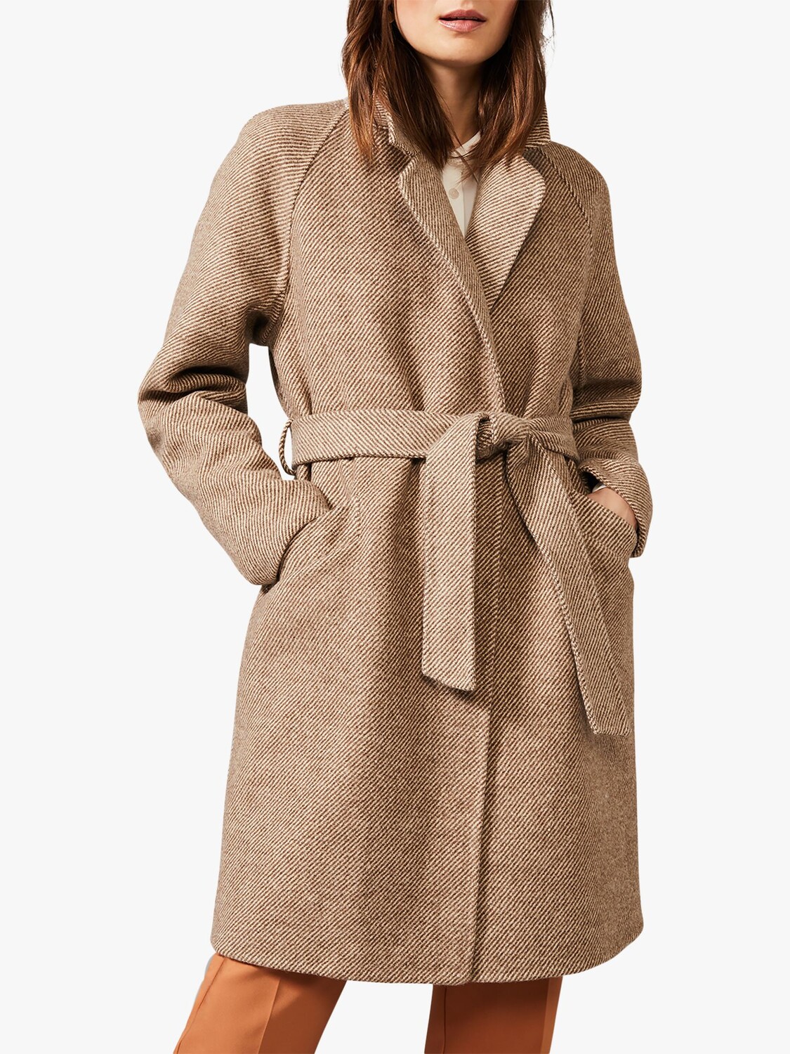 

Двустороннее пальто с узором в елочку Phase Eight Dalma, камень