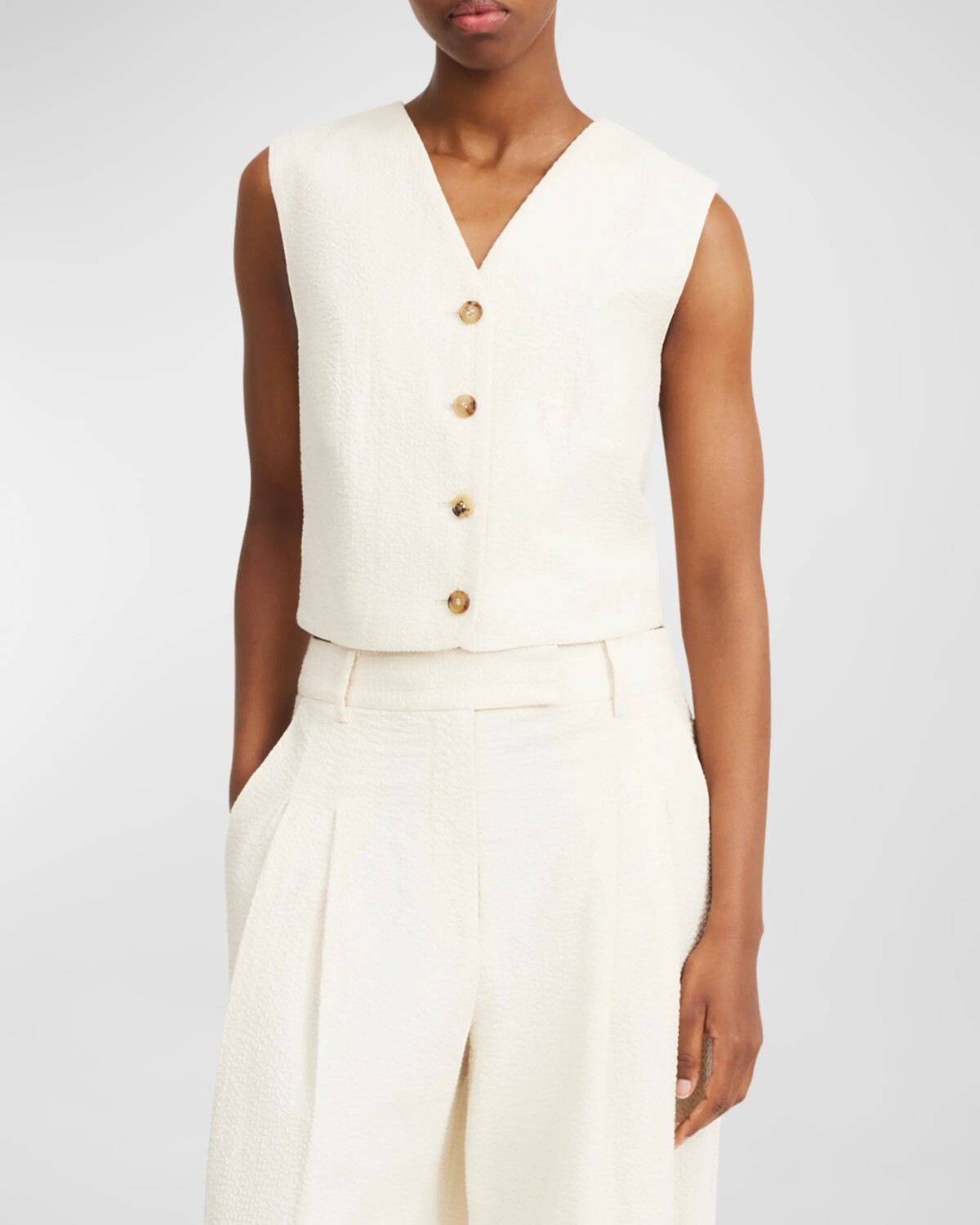 

Укороченный жилет из жатого хлопка Blaire By Malene Birger, цвет Soft White