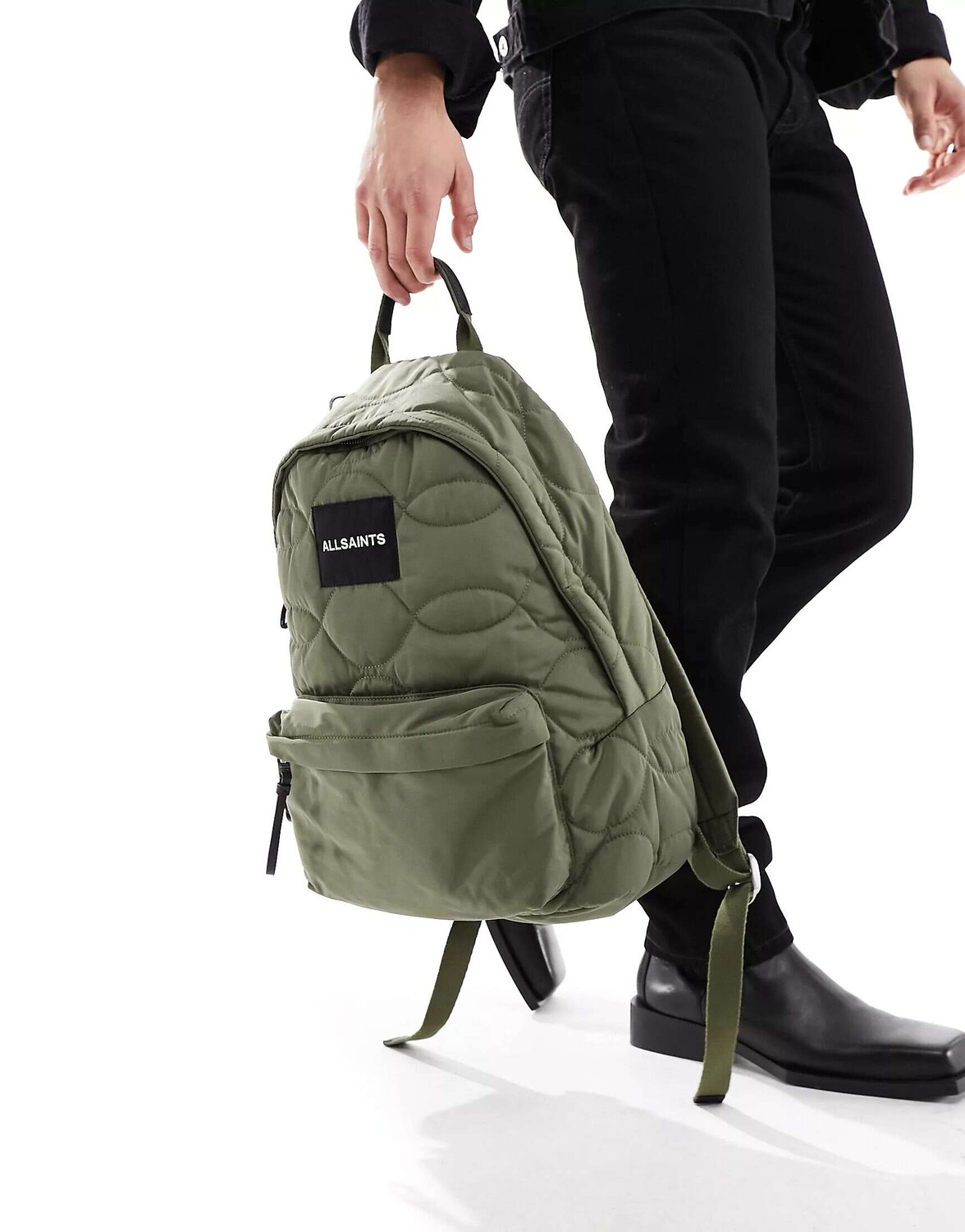 

Стеганый рюкзак AllSaints Carabiner цвета хаки