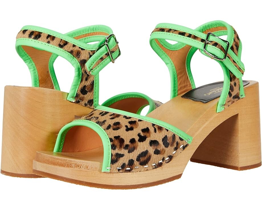 

Туфли Swedish Hasbeens Steppe Sandal, цвет Leopard/Neon Green