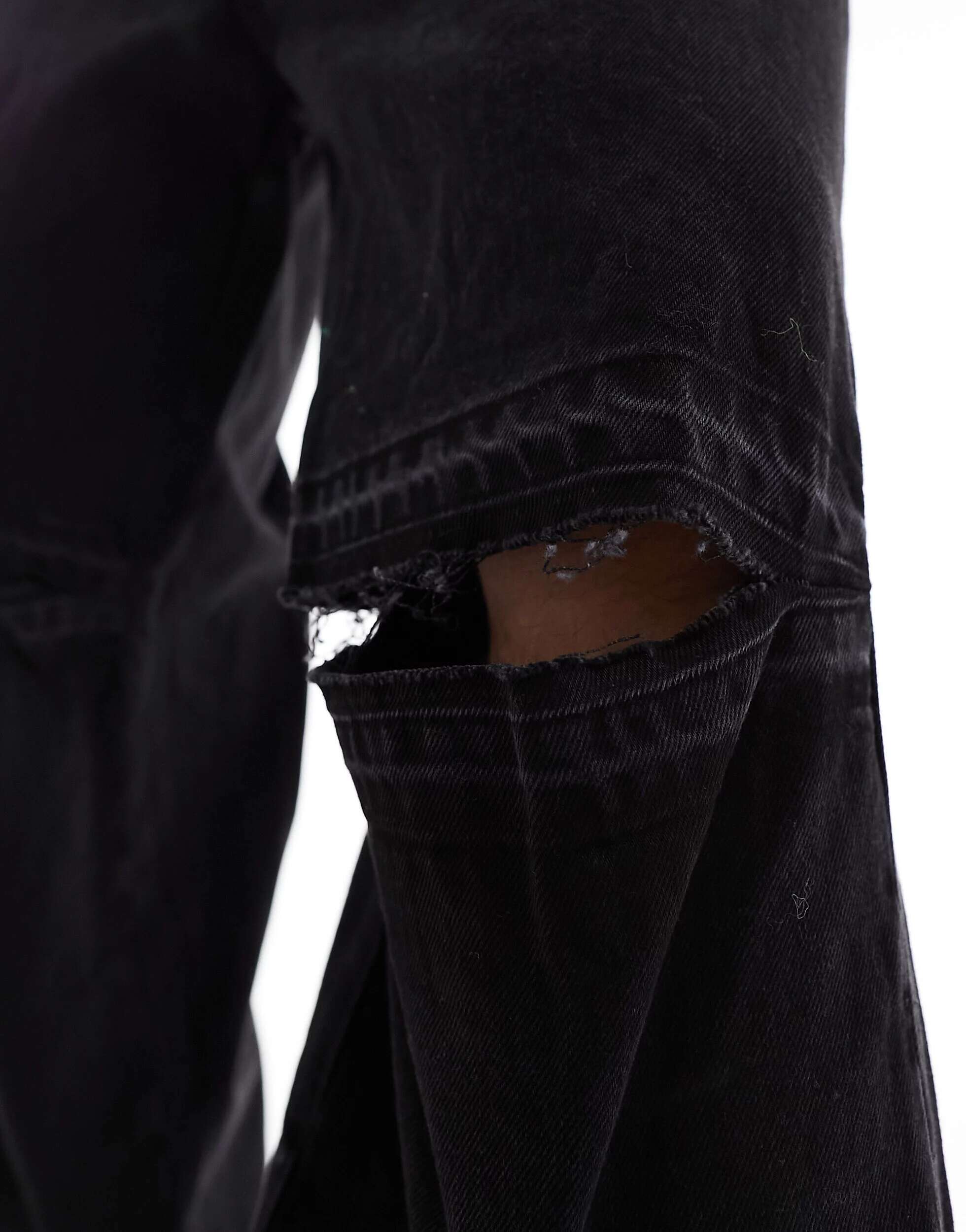 Черные свободные джинсы с широкими штанинами и открытыми коленями Weekday Astro