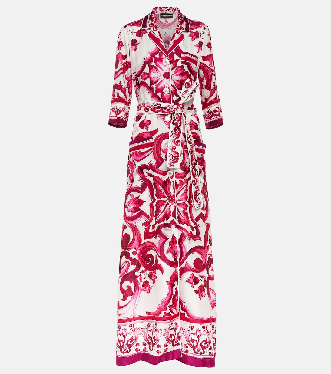 Платье-рубашка из шелкового твила с принтом DOLCE&GABBANA, разноцветный цена и фото