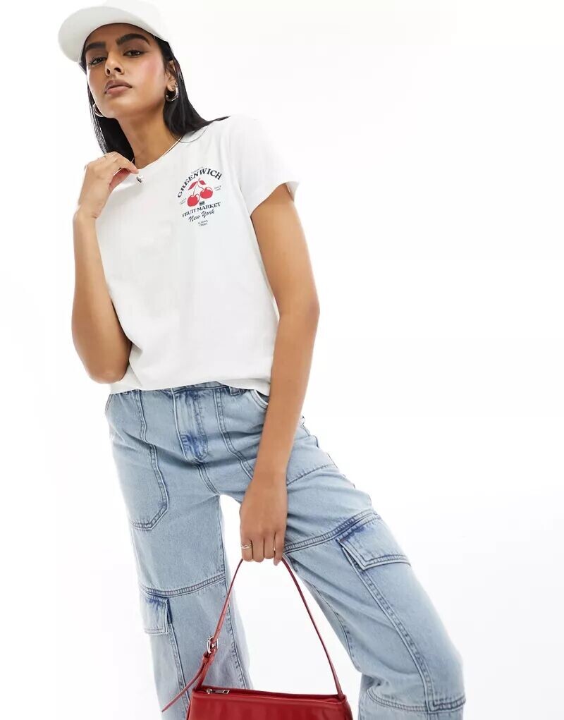 

Белая футболка с рисунком Tommy Jeans, Серый