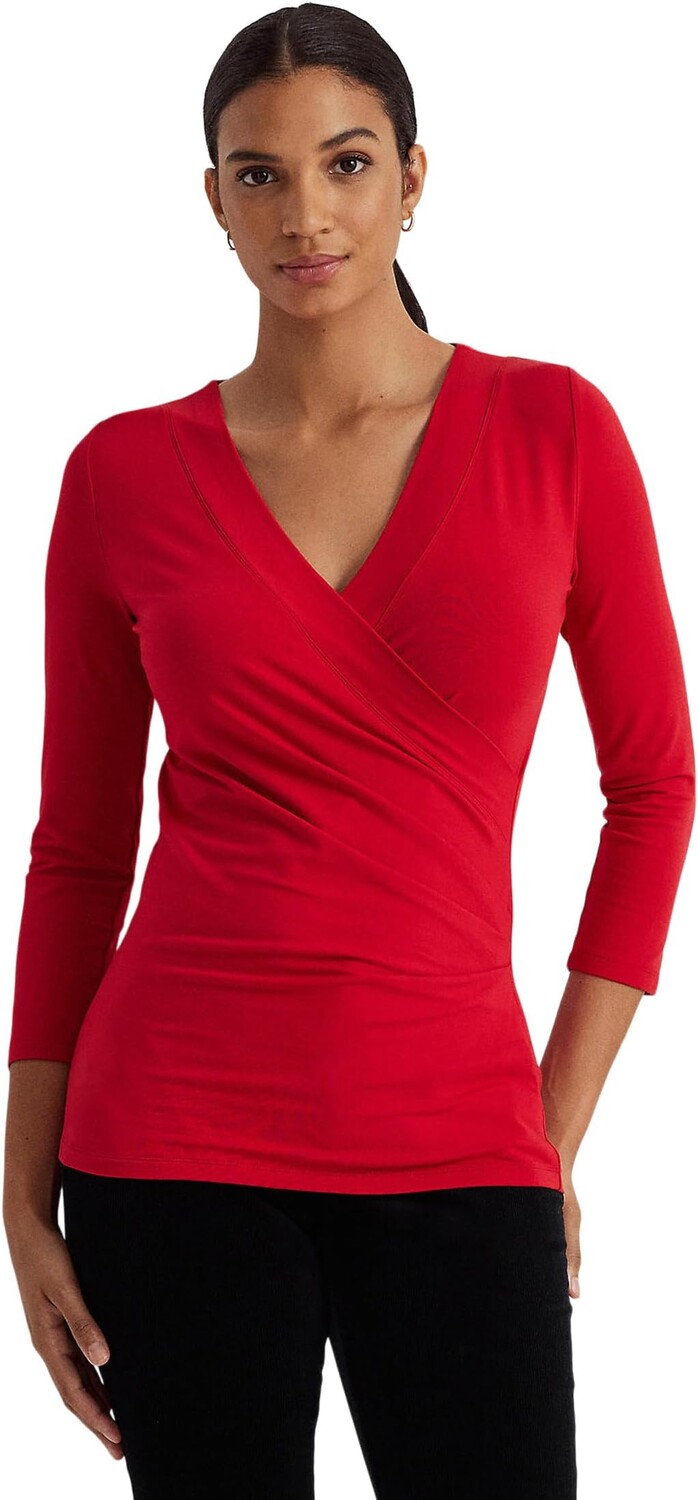 

Трикотажный топ Surplice LAUREN Ralph Lauren, цвет Martin Red