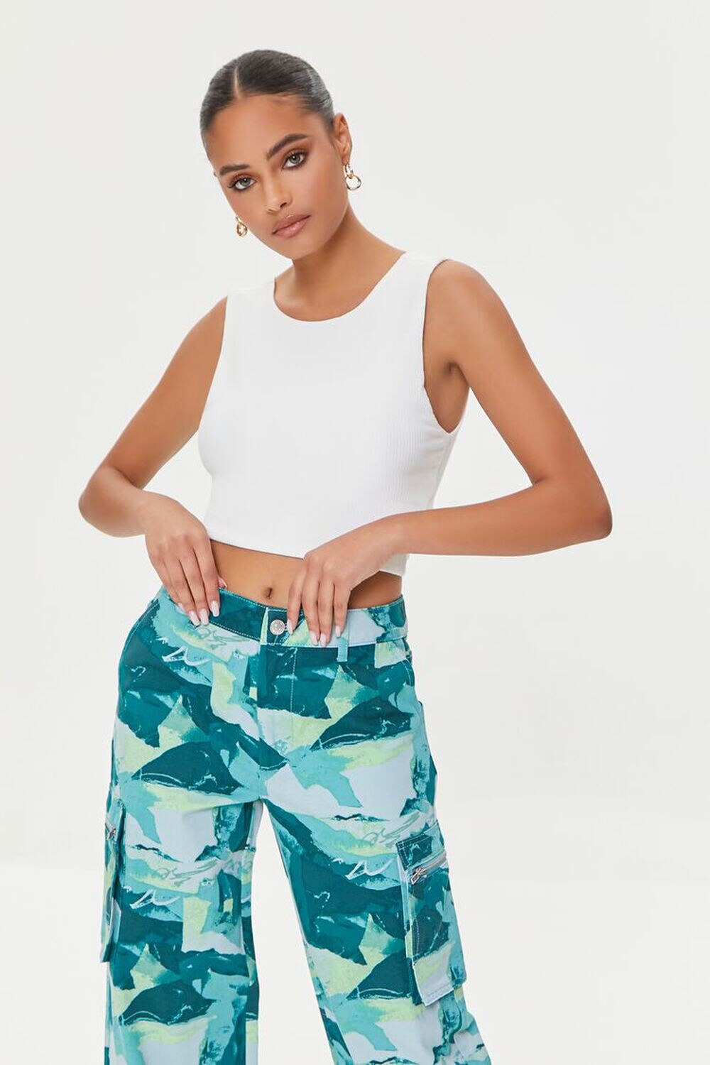 

Укороченный топ с перекрученной спиной Forever 21, белый