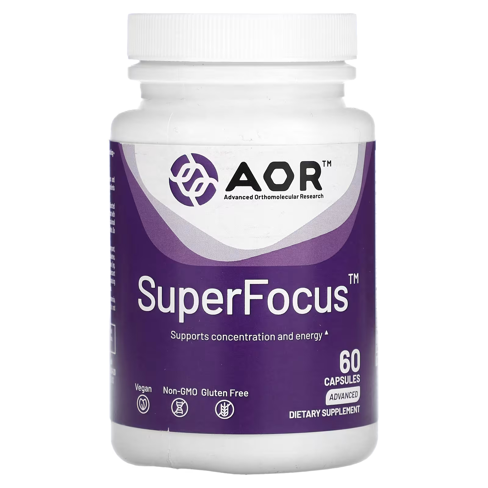 Advanced Orthomolecular Research AOR SuperFocus 60 капсул advanced orthomolecular research aor total e комплекс витаминов группы е 60 мягких таблеток