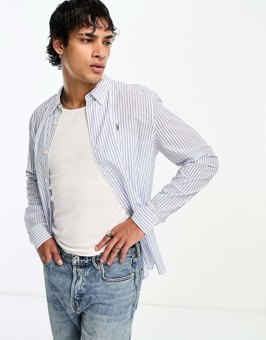 

Синяя рубашка AllSaints Lido