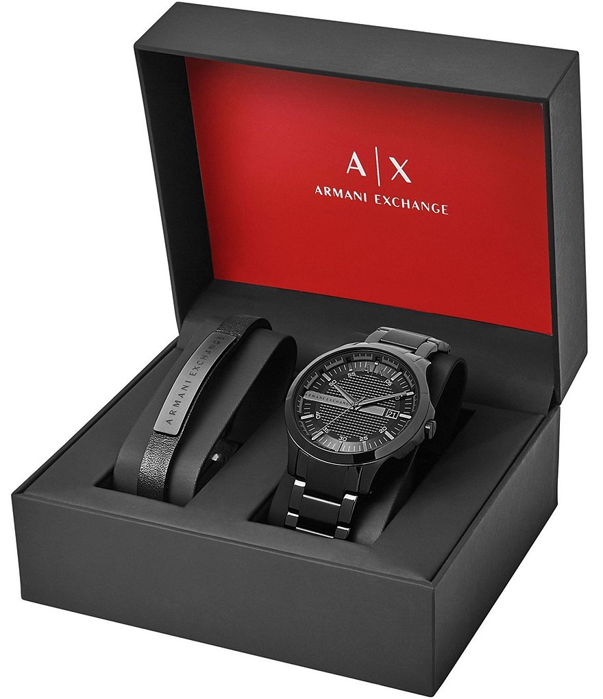 Подарочный набор браслета и часов Armani Exchange, черный