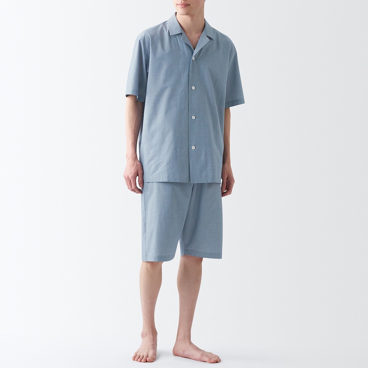 

Хлопковая пижама с короткими рукавами MUJI, дымчато-голубой