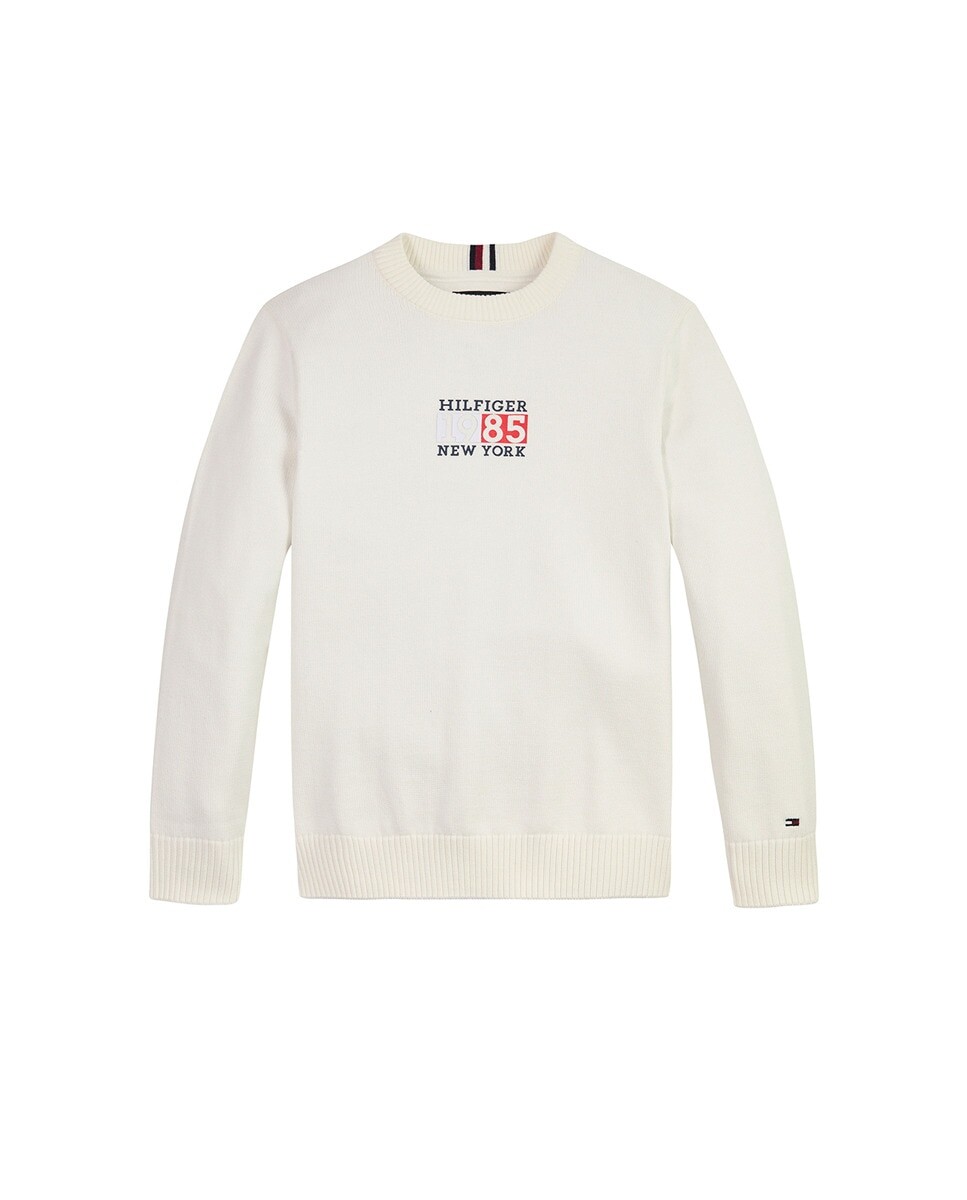 

Свитер для мальчика с круглым вырезом и длинными рукавами Tommy Hilfiger, белый