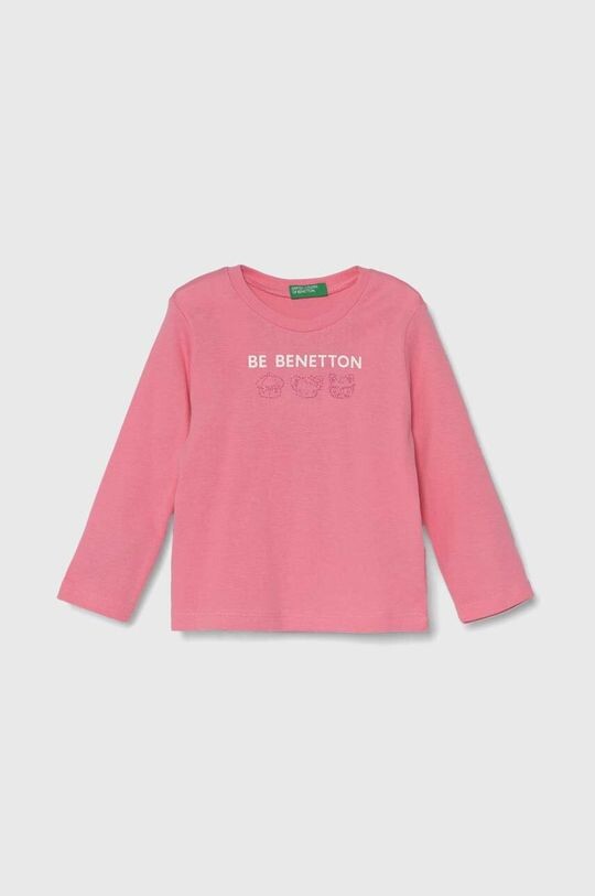 

United Colors of Benetton Детская хлопковая футболка с длинными рукавами, розовый