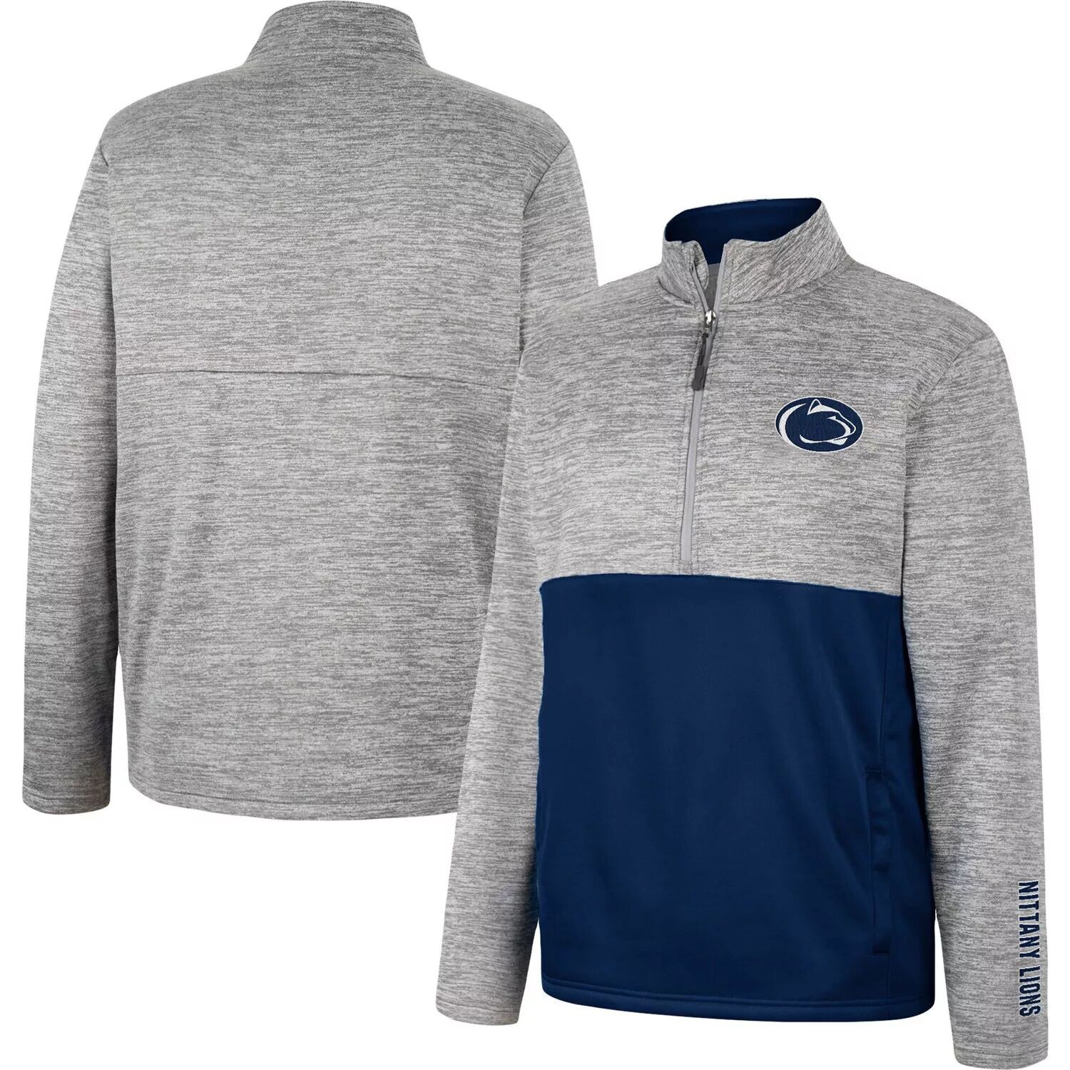 

Мужской пуловер с молнией до половины длины Penn State Nittany Lions John Хизер Серый Colosseum