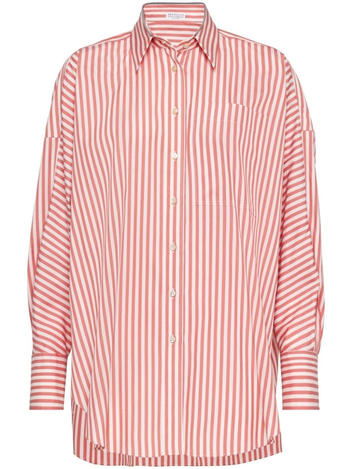 

Brunello Cucinelli полосатая рубашка с декором Monili, белый