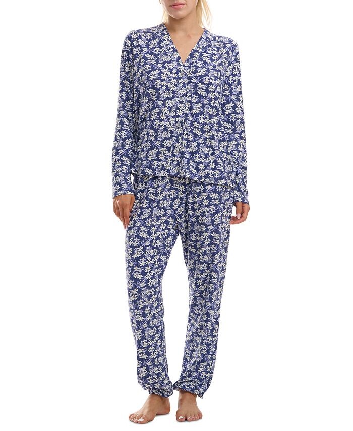 

Женские 2 шт. Пижамный комплект Jogger с принтом Splendid, цвет Navy Floral