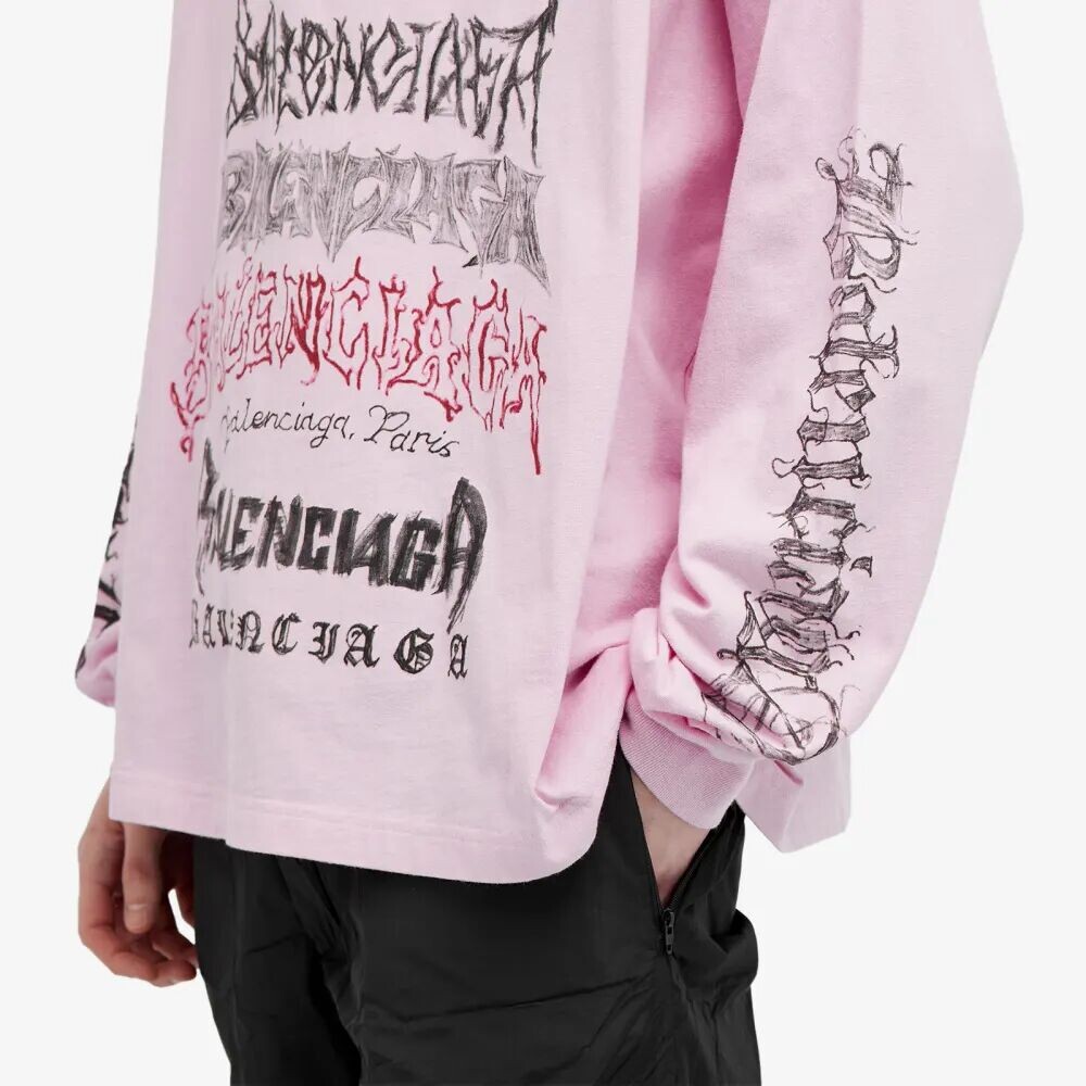 

Футболка с длинными рукавами и металлическим логотипом Balenciaga, черный