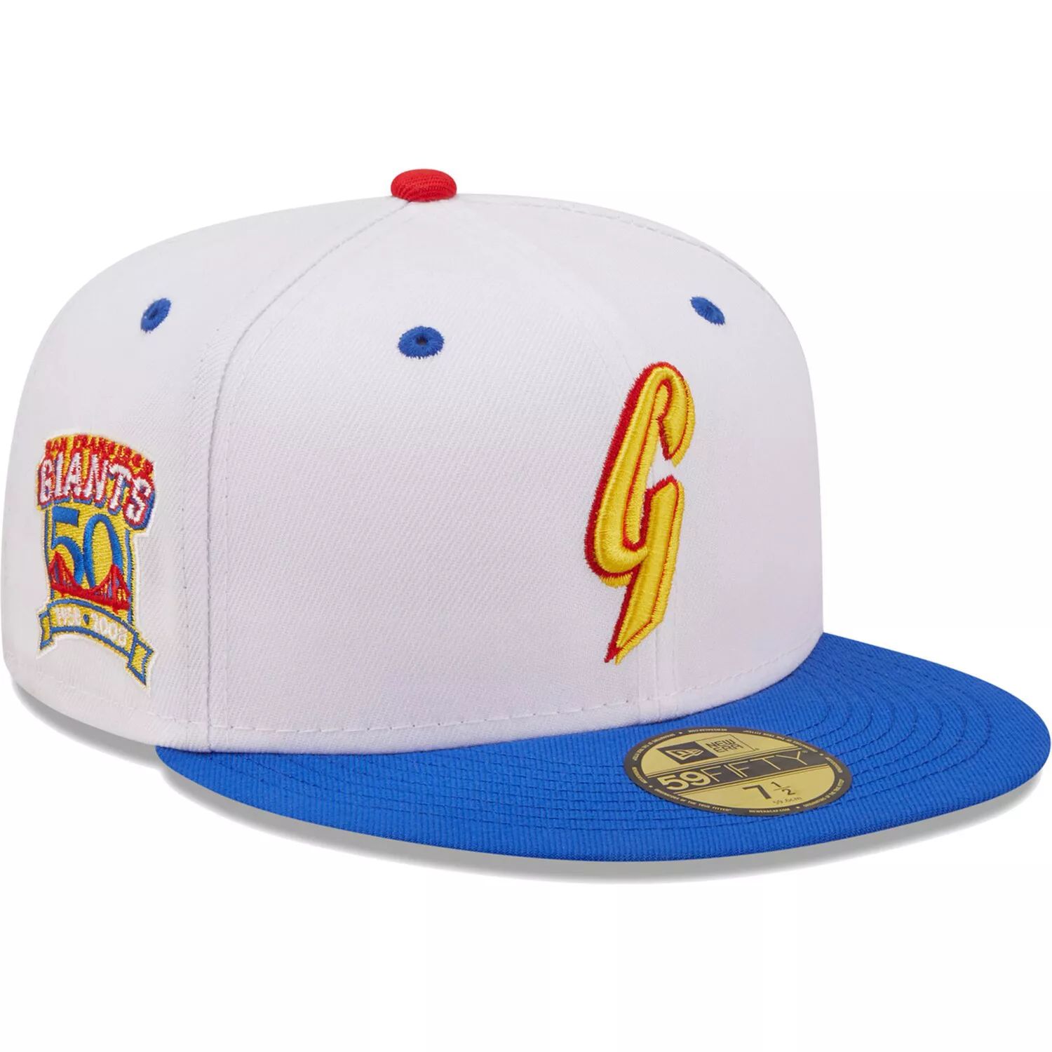 

Мужская облегающая шляпа New Era White/Royal San Francisco Giants 50th Anniversary in San Francisco Cherry Lolli 59FIFTY