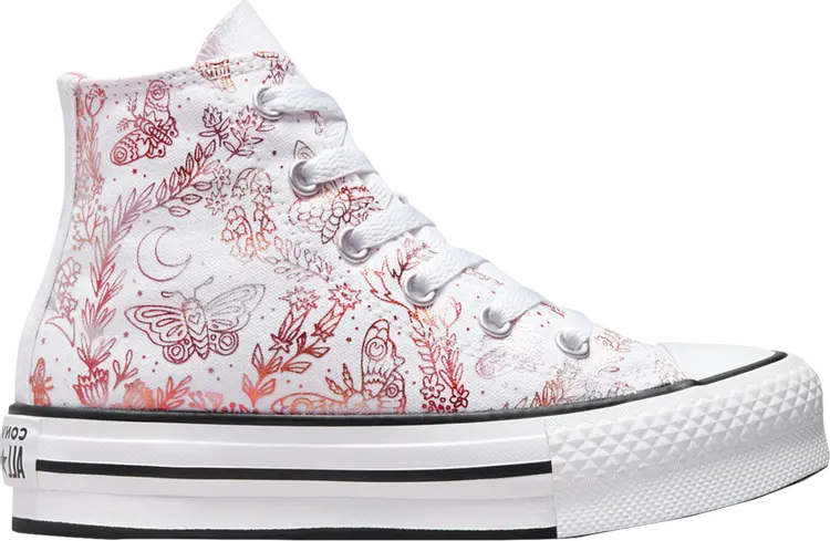 

Кроссовки Chuck Taylor All Star EVA Lift Platform High GS 'Butterfly Shine - White', белый