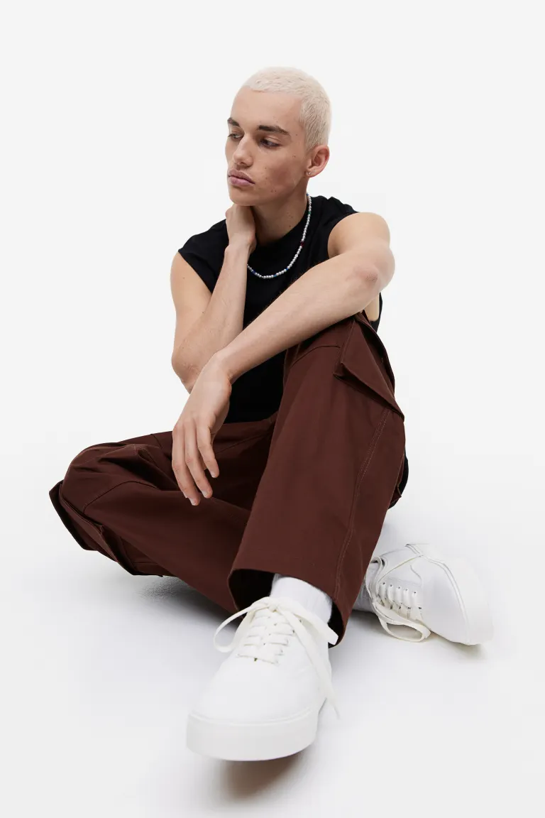 

Брюки-карго свободного кроя H&M, коричневый