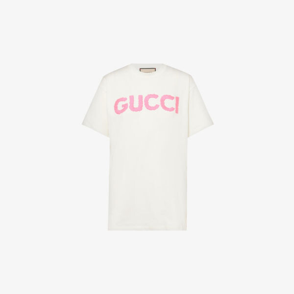 

Футболка из хлопкового джерси с вышитым логотипом Gucci, цвет sunlight mix