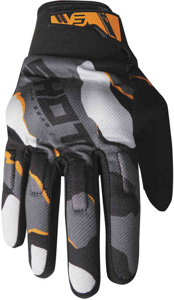 Камуфляжные перчатки для мотокросса для дрифта Shot, апельсин цена и фото