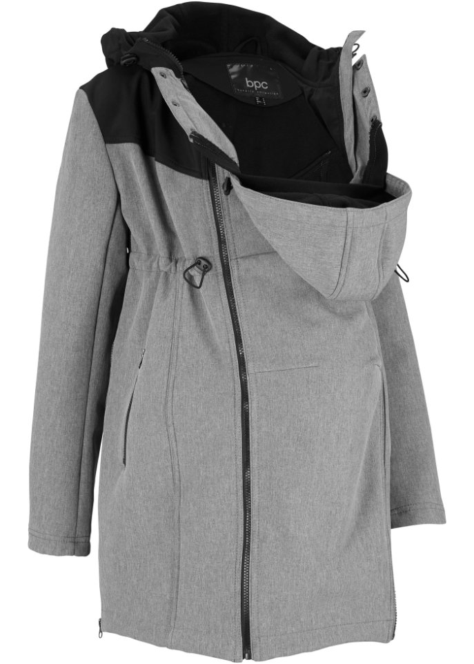 Короткое пальто/куртка для беременных из софтшелла Bpc Bonprix Collection, серый куртка из софтшелла со светоотражающими деталями bpc bonprix collection серый