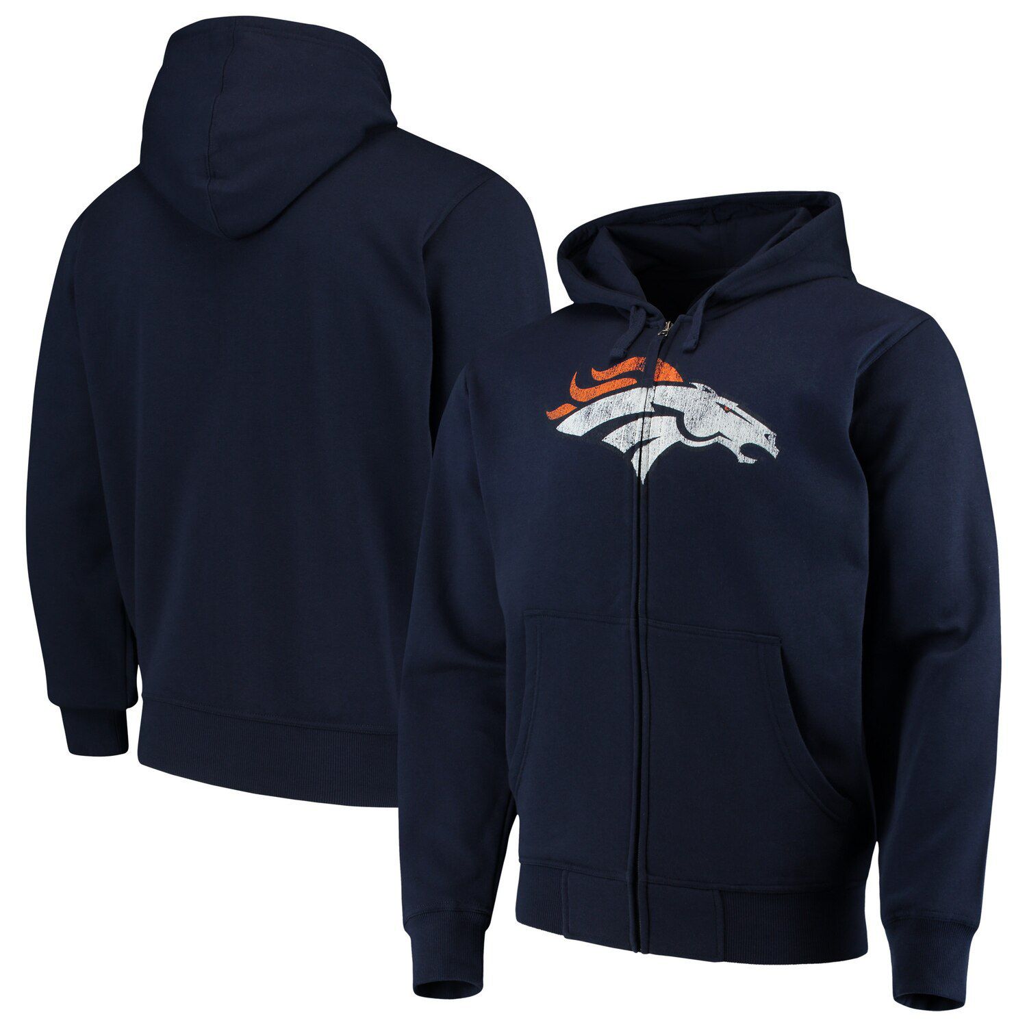 

Мужская толстовка с молнией во всю длину и логотипом G-III Sports by Carl Banks Navy Denver Broncos Primary Logo Starter