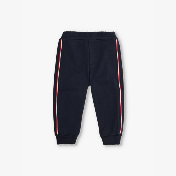 

Спортивные штаны из хлопкового трикотажа с полосатой отделкой Brand-Patch для детей от 6 месяцев до 3 лет Moncler, синий