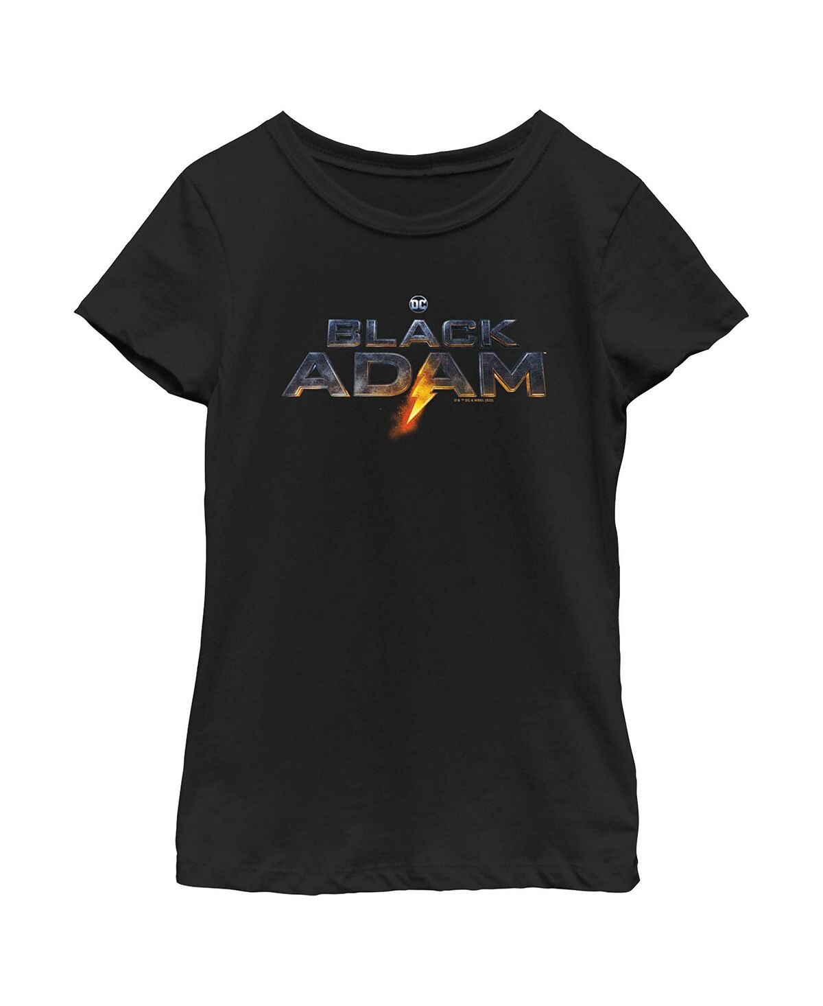 

Черная детская футболка с логотипом Adam's Lightning для девочек DC Comics