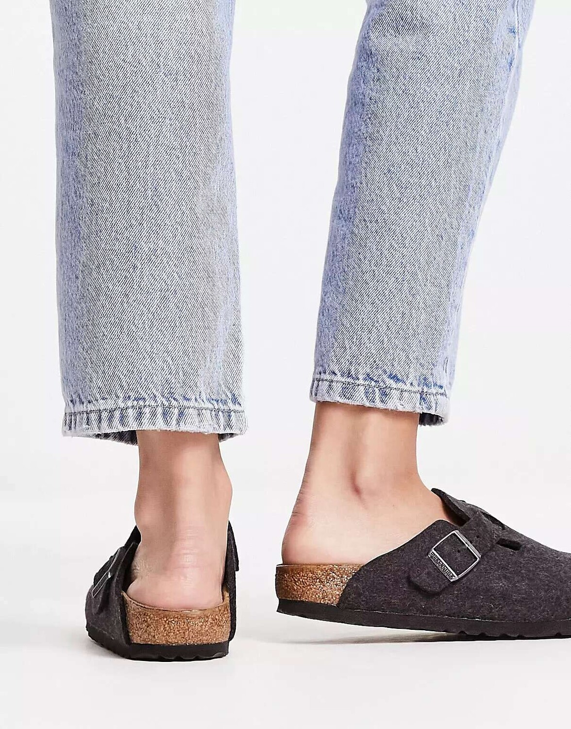 

Серые шерстяные сабо Birkenstock Boston