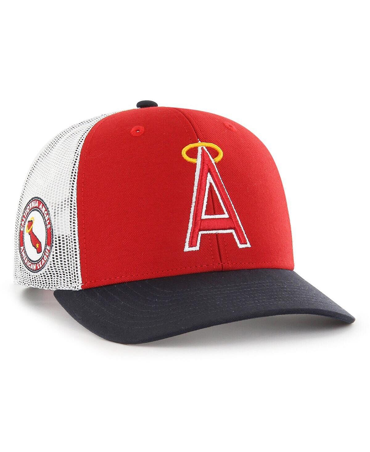 

Мужская красная, темно-синяя шляпа California Angels Sidenote Trucker Snapback '47 Brand