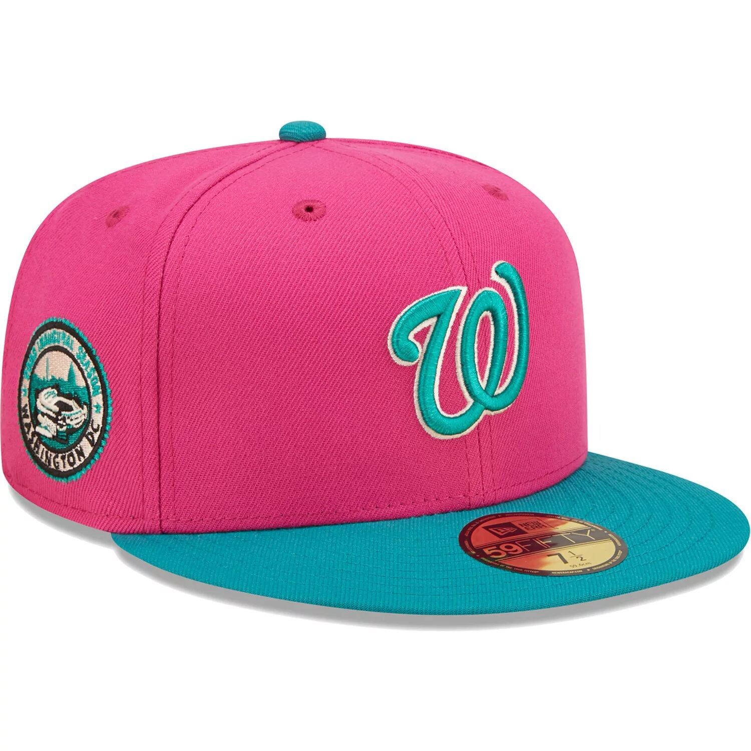 

Мужская новая эра розового/зеленого цвета Washington Nationals Cooperstown Collection 2005, первый сезон Passion Forest 59FIFTY, облегающая шляпа New Era