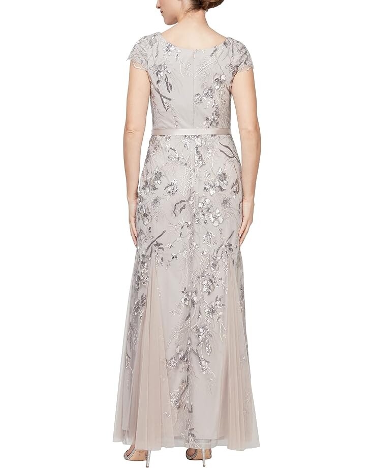 

Платье Alex Evenings Long Embroidered Dress with Godet, цвет Taupe
