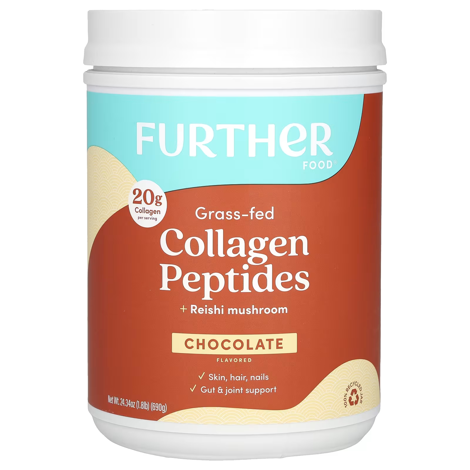 Другие продукты питания Коллагеновые пептиды травяного откорма + шоколад с грибами рейши 1,8 фунта (690 г) Further Food