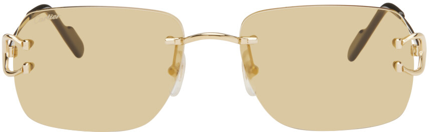 

Золотые квадратные солнцезащитные очки Cartier, цвет Gold/Gold/Yellow