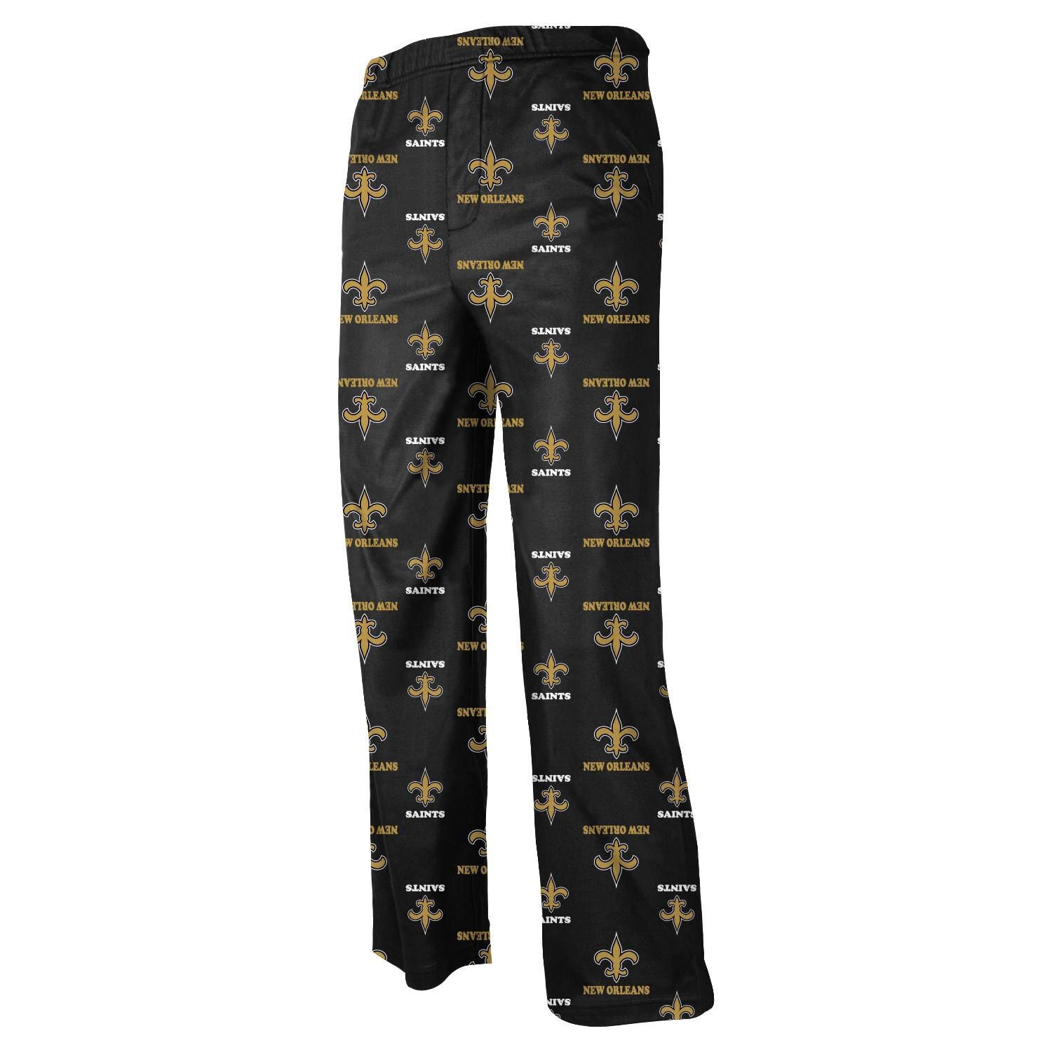 Фланелевые пижамные штаны с логотипом New Orleans Saints для дошкольников - черный Outerstuff
