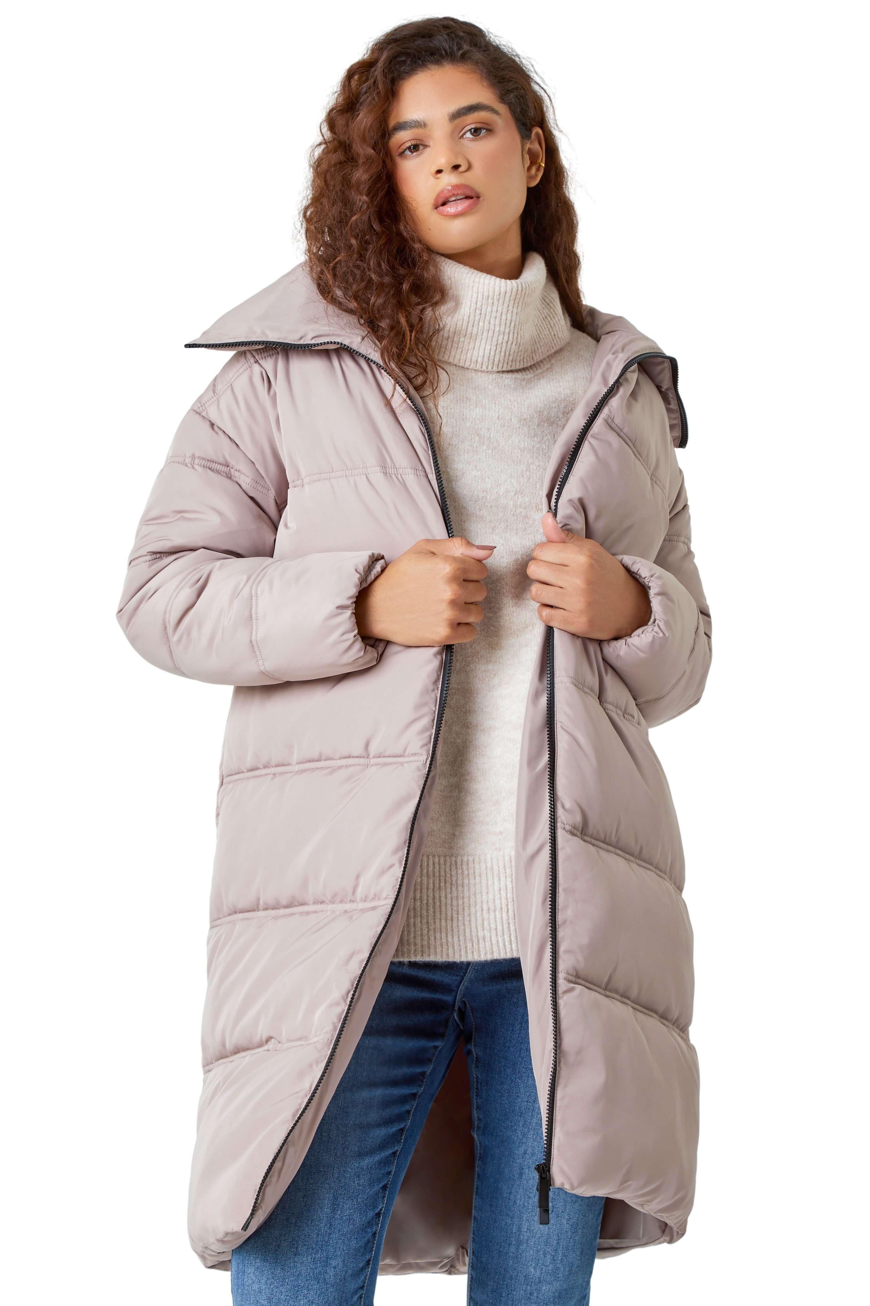 Удлиненное стеганое пальто Roman, розовый