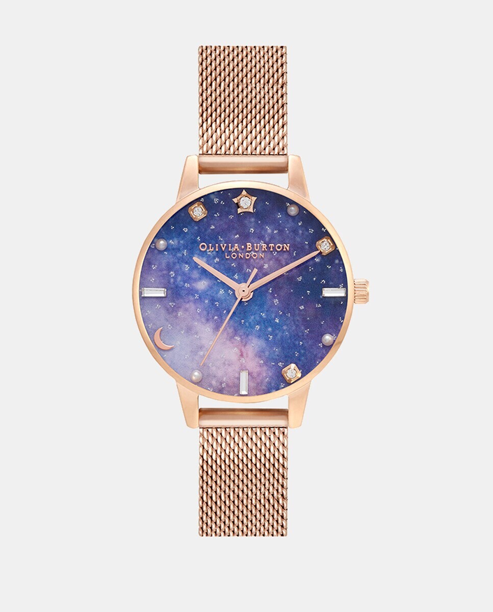 

Розовые женские часы со стальной сеткой OB16GD98 Olivia Burton, розовый