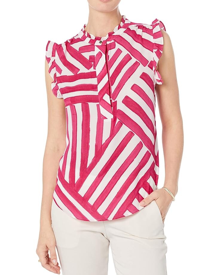 

Блуза DKNY Sleeveless Ruffled Printed, цвет Hibscus Multi