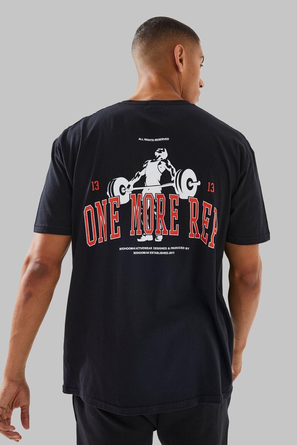

Футболка man active oversize one more rep Boohoo, черный