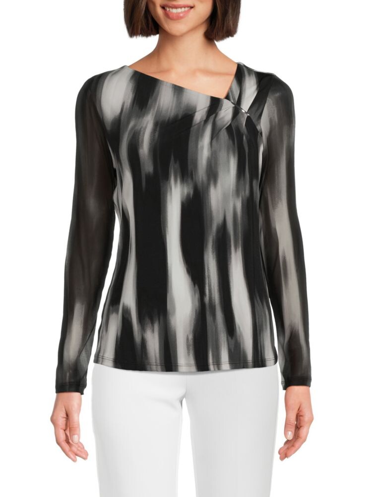 

Асимметричный топ с принтом икат Calvin Klein, цвет Black Ash Combo