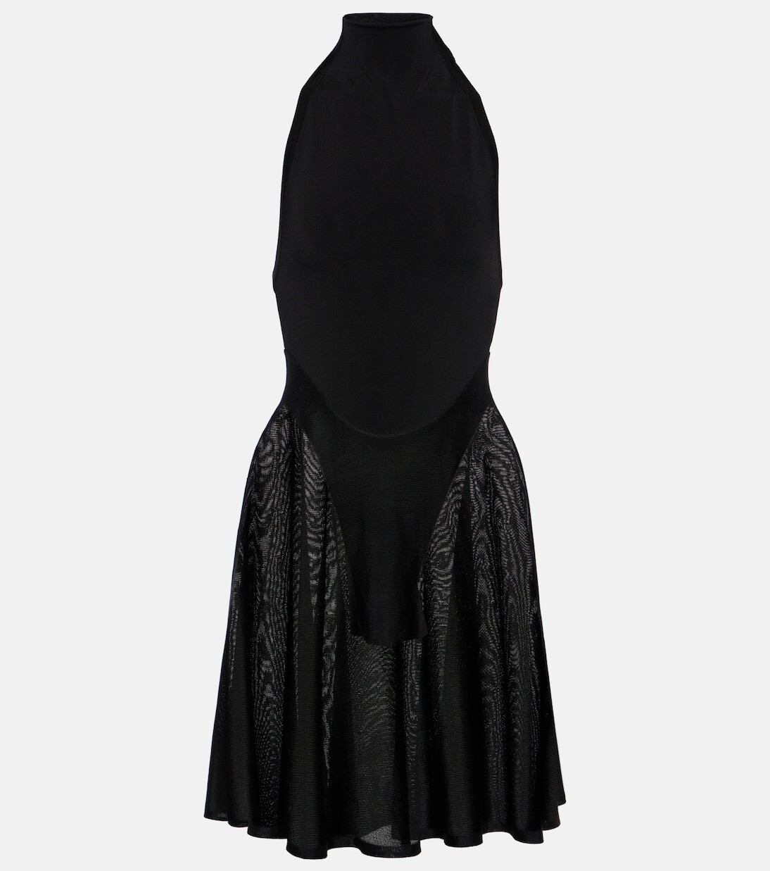 

Мини-платье из джерси и сетки Alaïa, черный