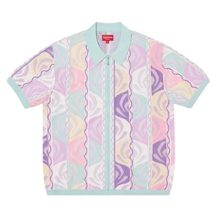 

Поло Supreme Abstract Textured Zip Up Polo, синий